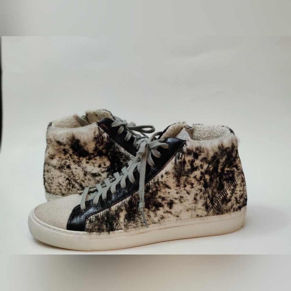 P448 Cow Print Star High-top Sneakers